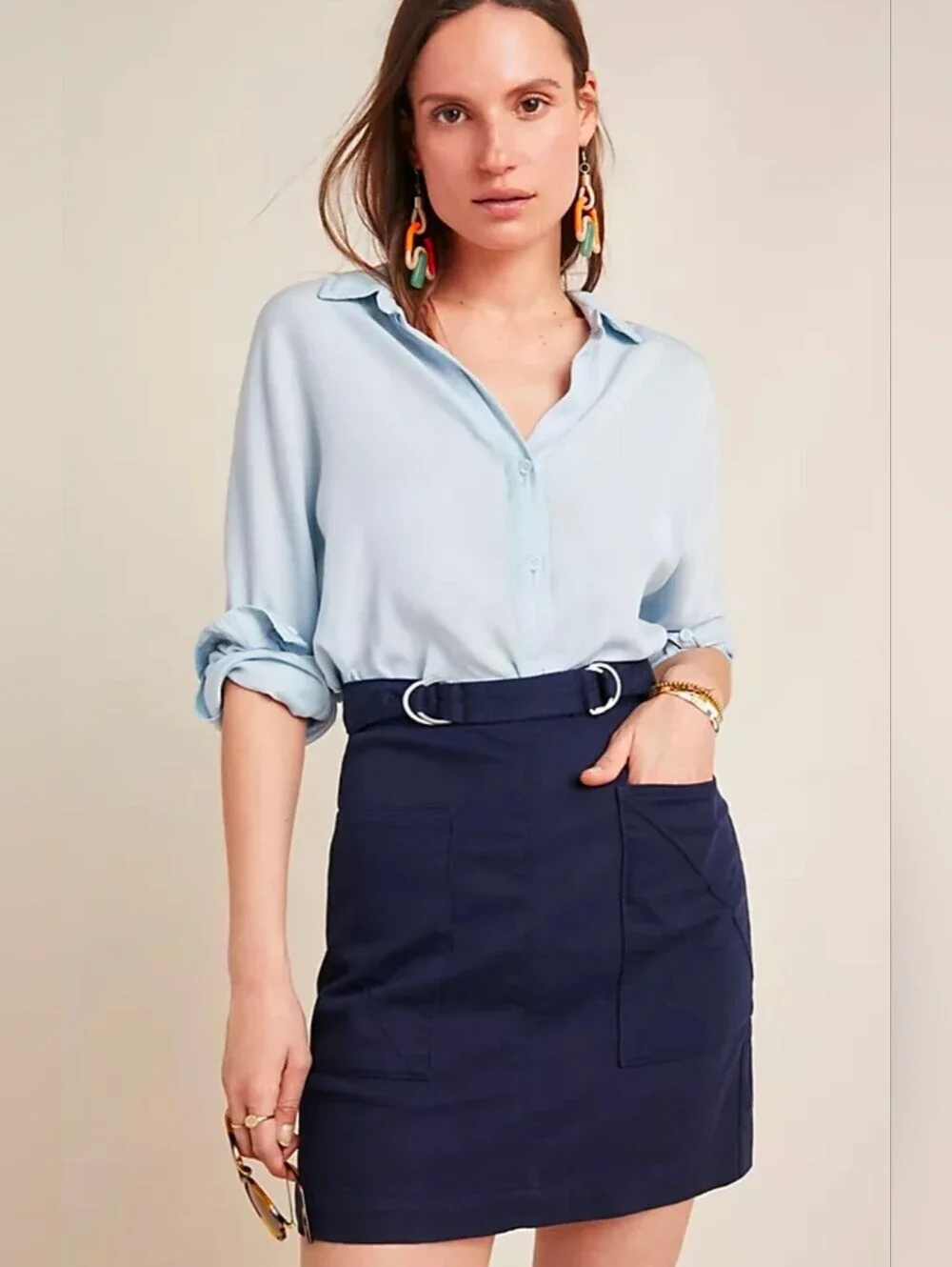 Anthropologie Pilcro Mina A-line Mini Skirt with Belt